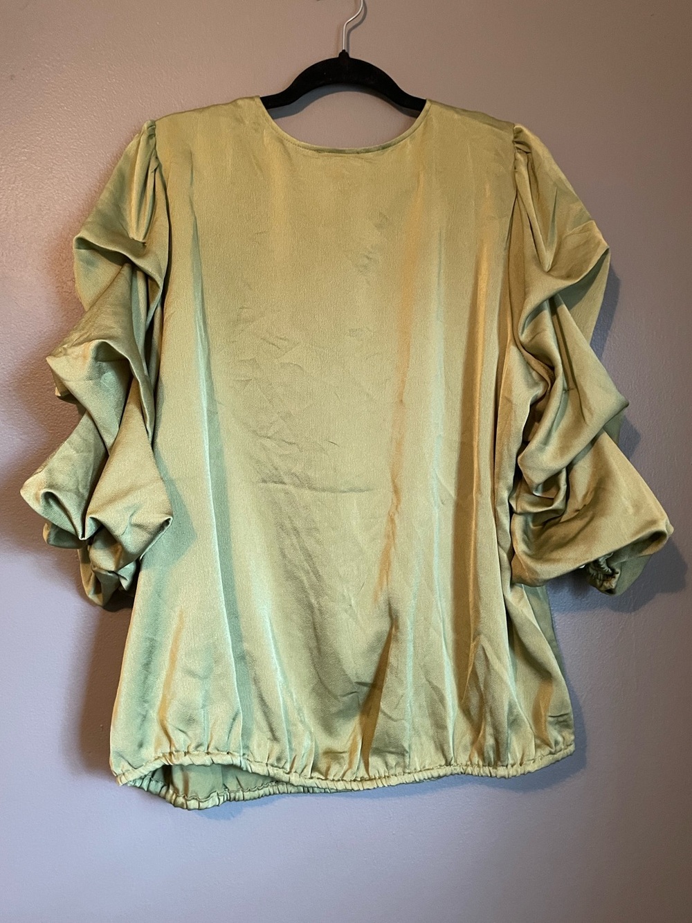 NWT Vince Camuto Sz 2X Plus Women’s Green V-neck Bubble Sleeve Blouse Top Rt $99 - Picture 12 of 12